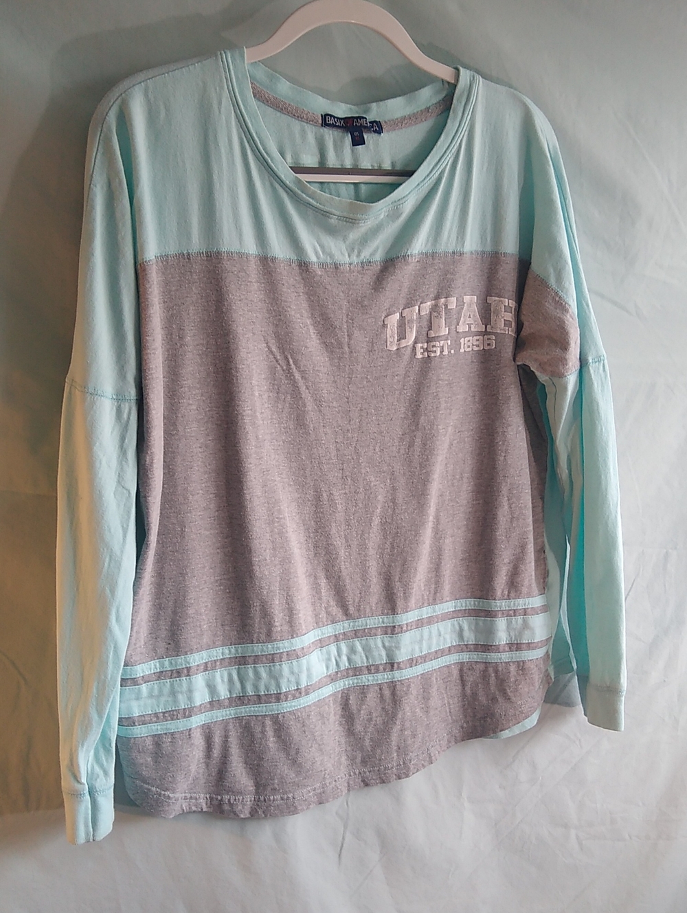 Basix of America M Colorblock Long-Sleeve Top - Mint & Gray
